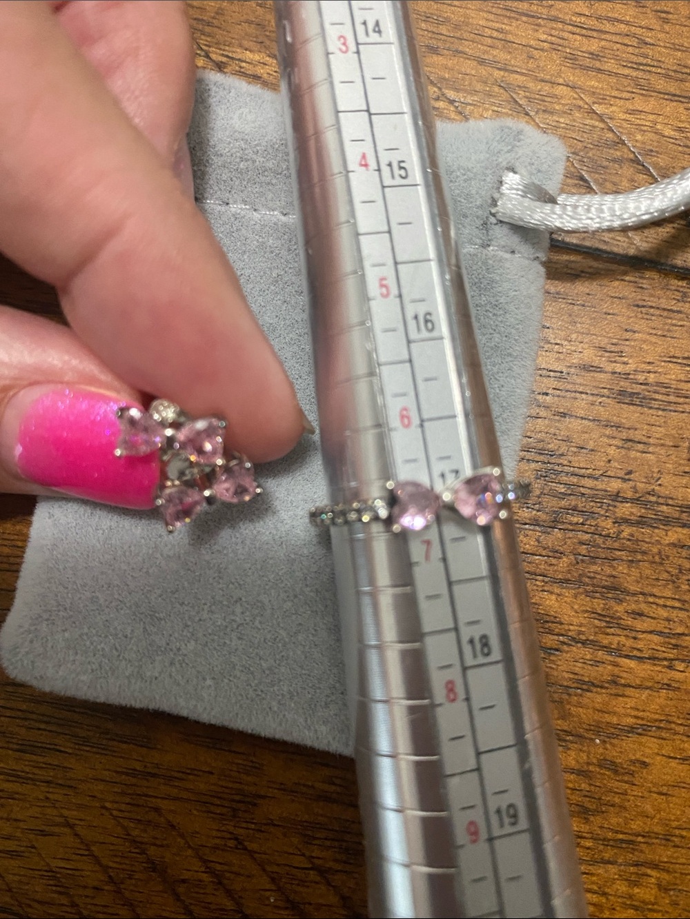 Pandora Sparkling Pink Bow Silver Earring Studs & Ring 7